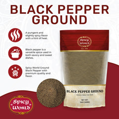 Spicy World ground black pepper close-up highlighting aroma for cooking