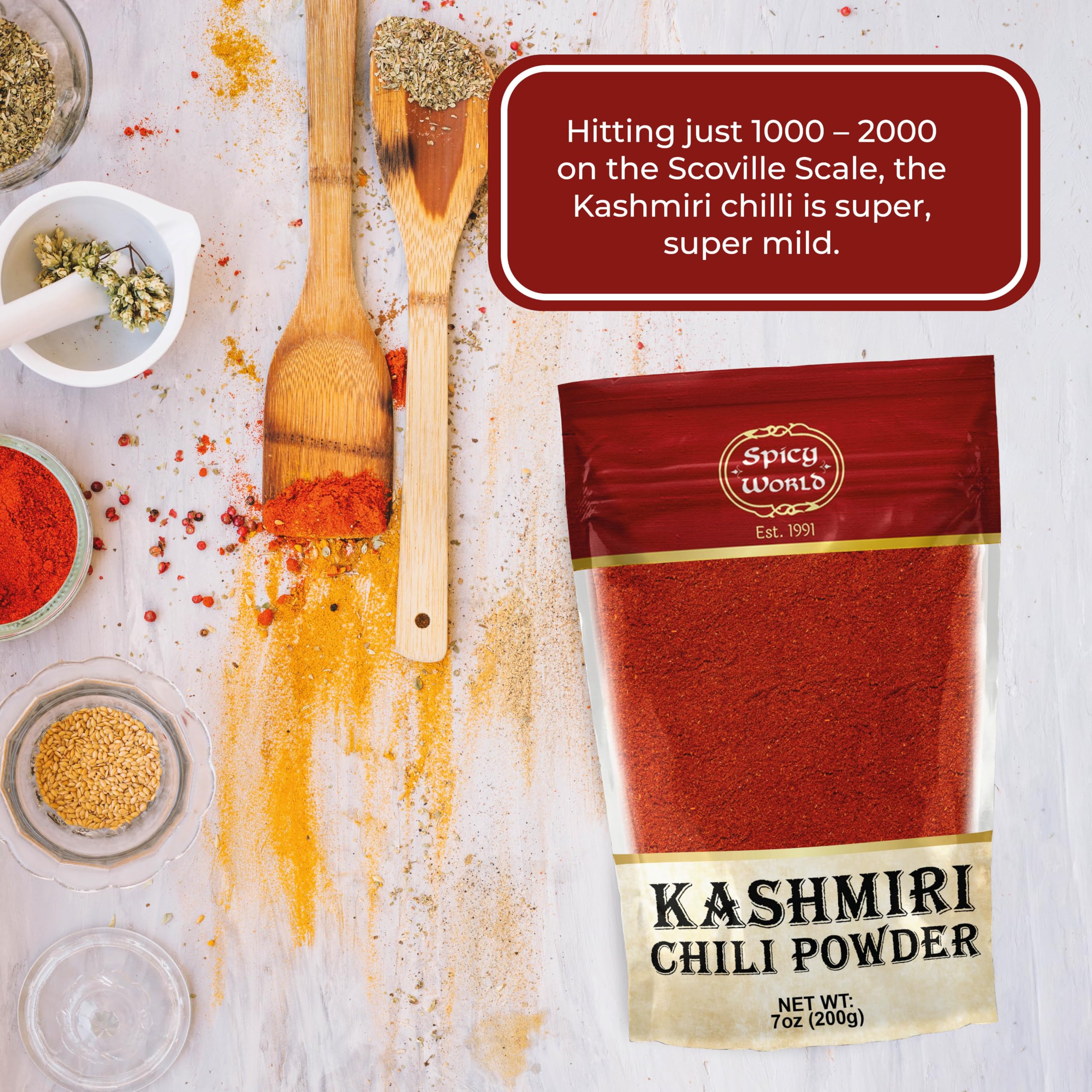 Spicy World Kashmiri chili powder boosts restaurant-style tikka color without high heat