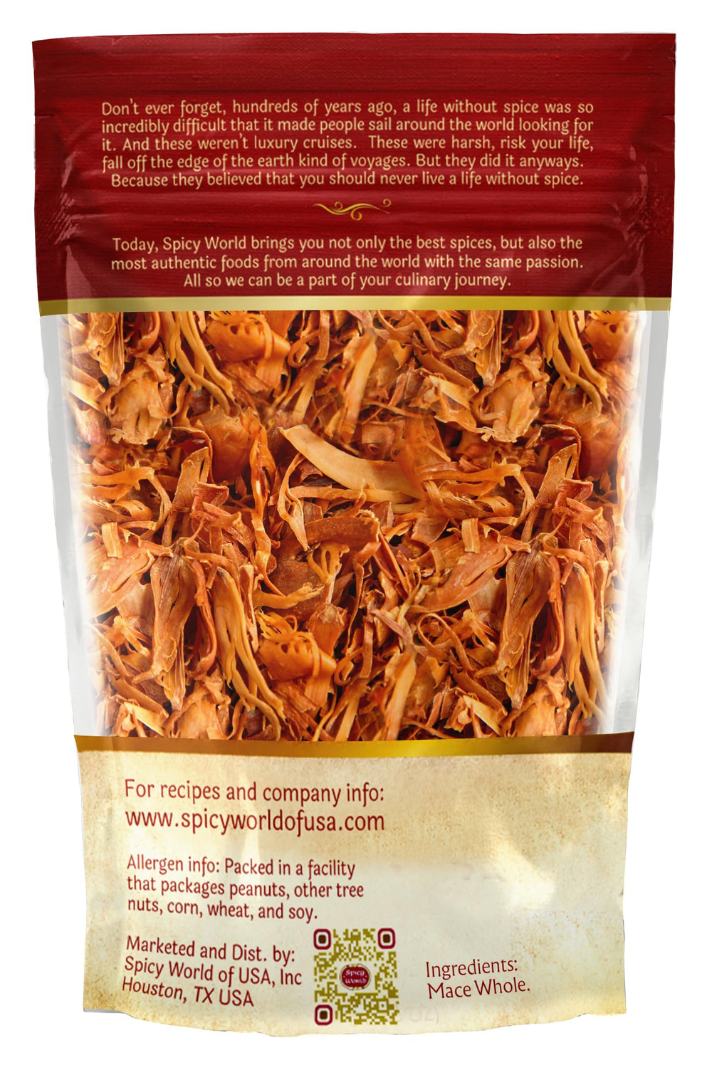 Spicy World Mace in a baking dish hints at flavorful desserts.