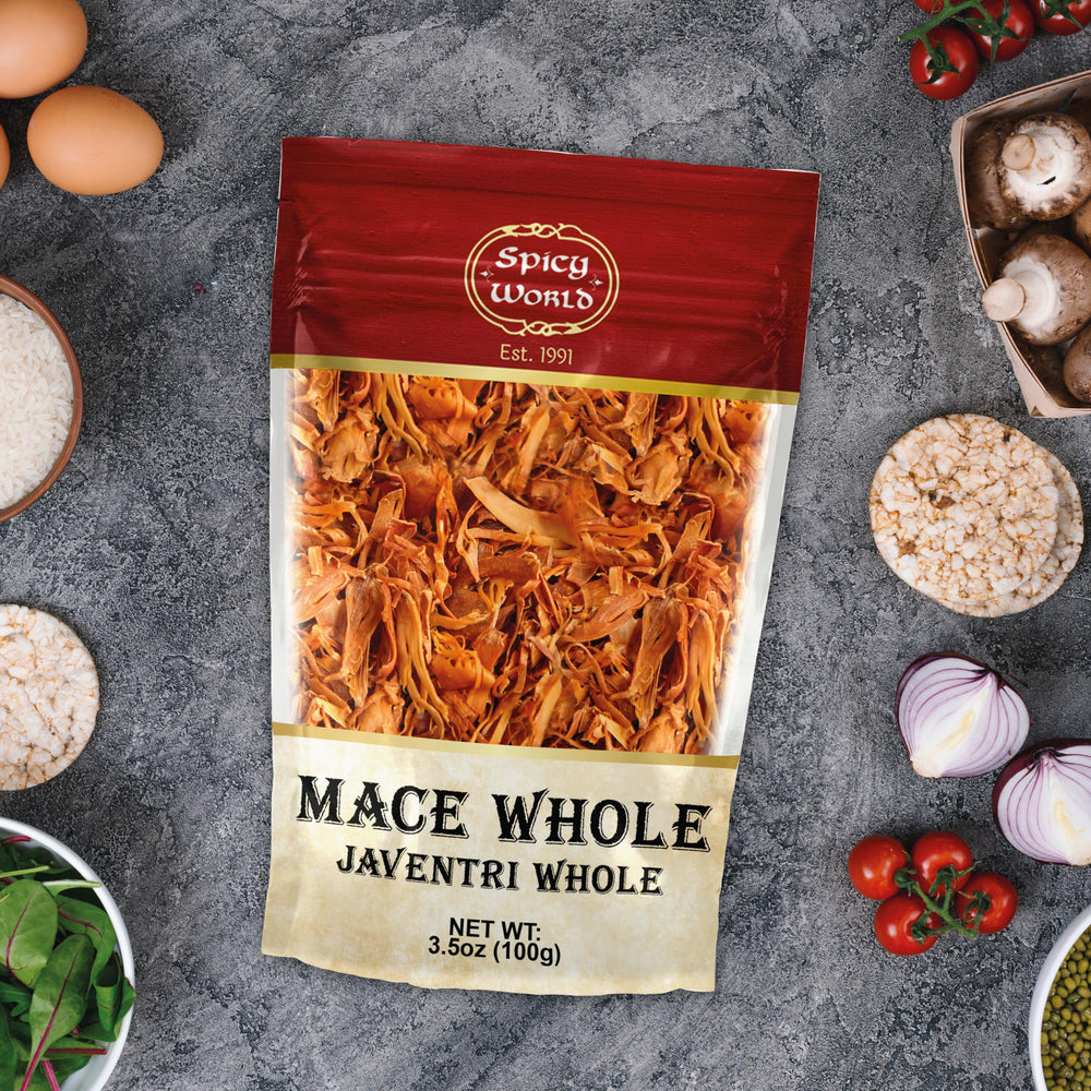 Spicy World Mace Javathri rind close-up shows its golden aroma.
