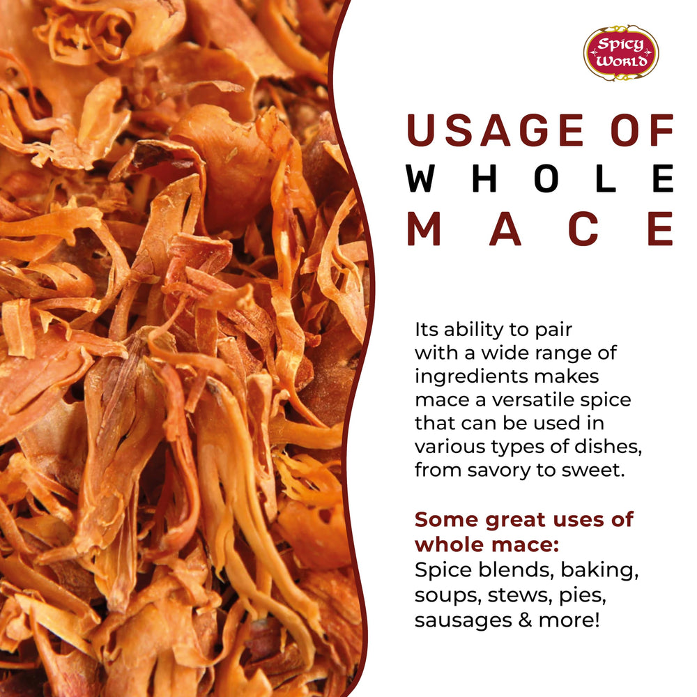 Spicy World Mace in a saucepot adds warm, nutty notes.