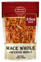 Spicy World Mace Whole jar on the kitchen counter enhances soups and baking.