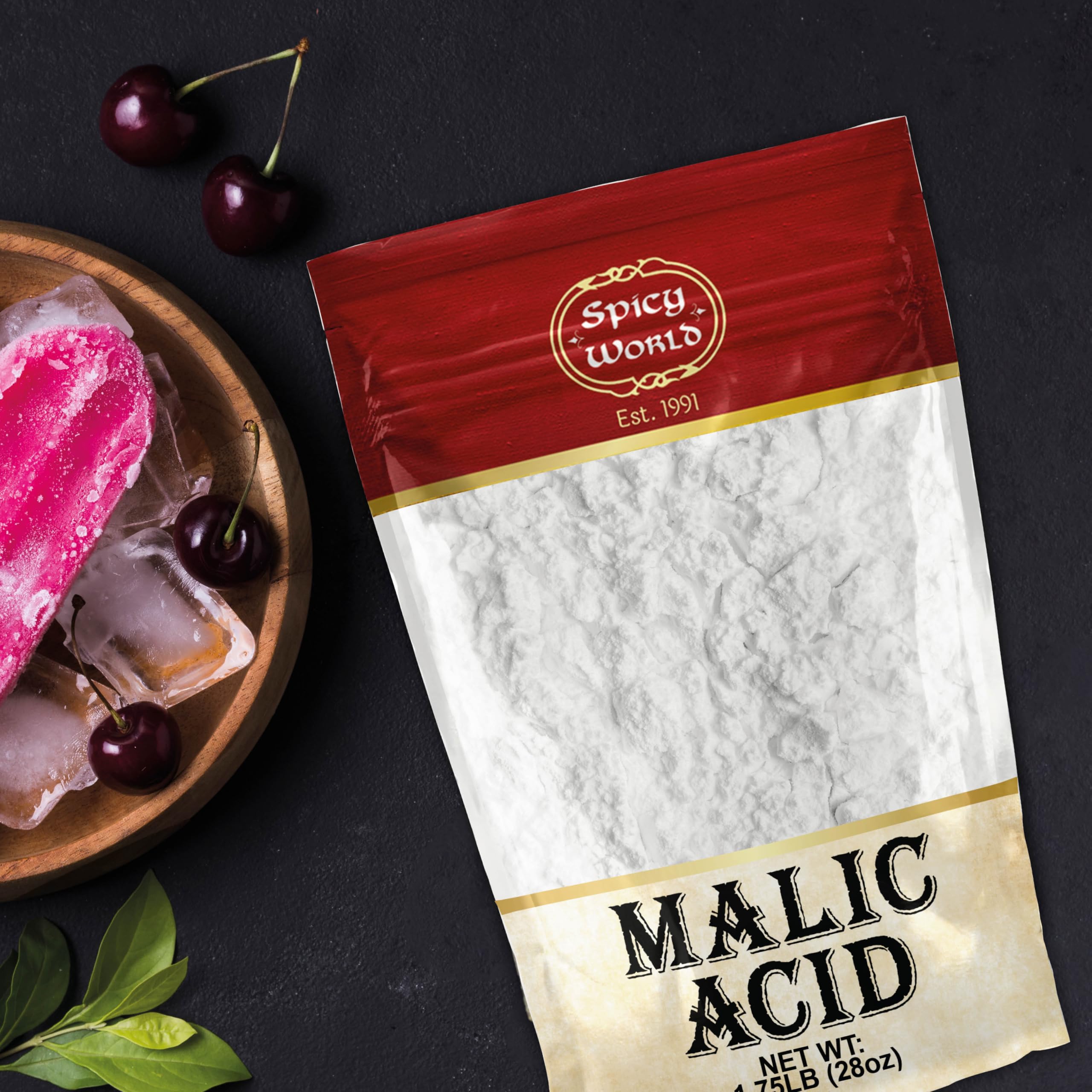 Flavor palette showing tart notes from Malic Acid Powder.