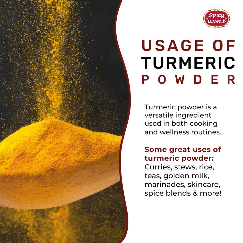 Spicy World non-GMO turmeric powder delivers pure flavor without additives.