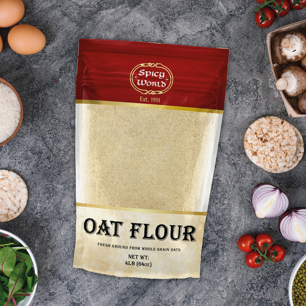 Spicy World Oat Flour stored in a resealable bag preserves freshness