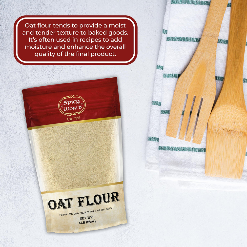 Spicy World Oat Flour packaged in the USA for freshness