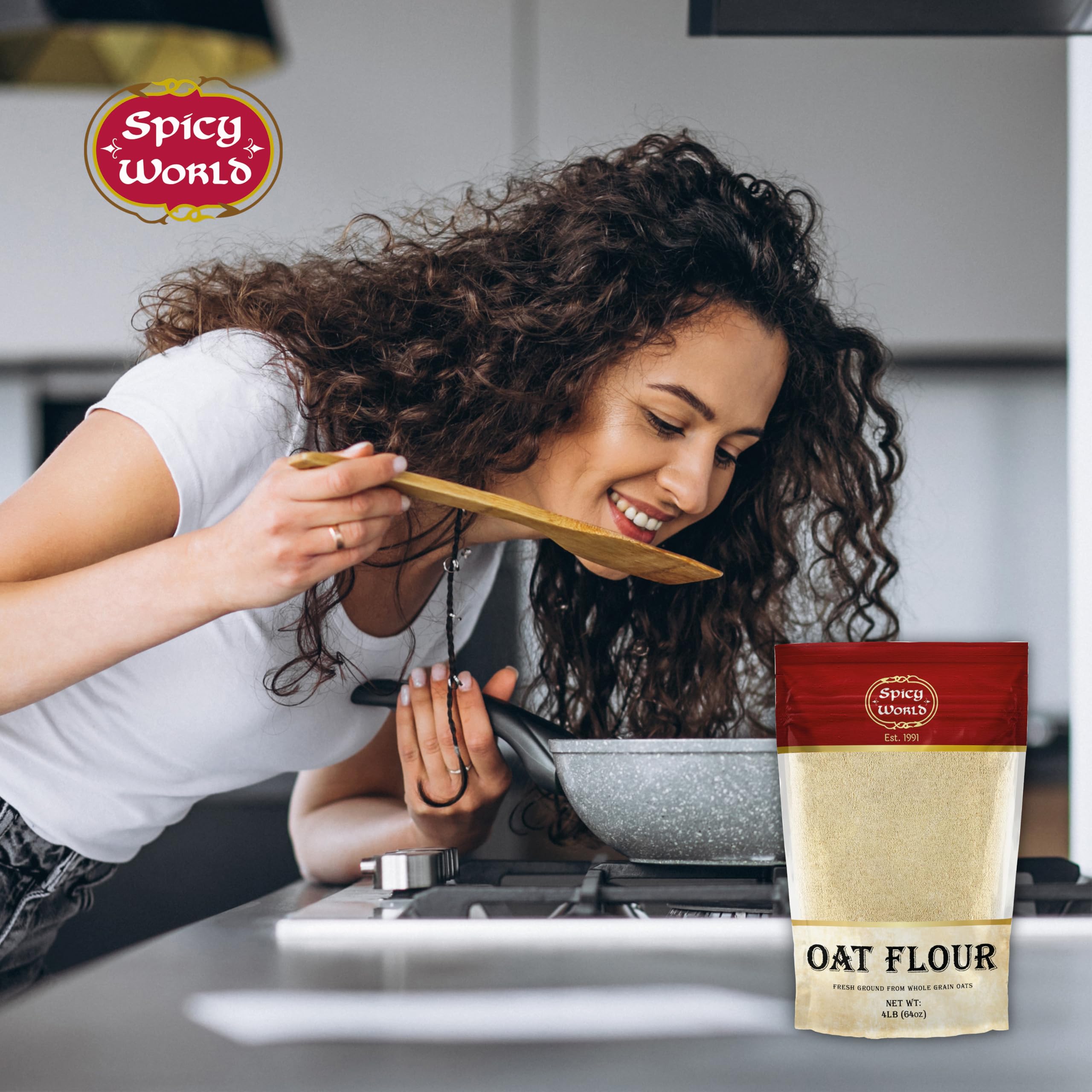 Spicy World Oat Flour waffles batter yields crisp edges and fluffy centers
