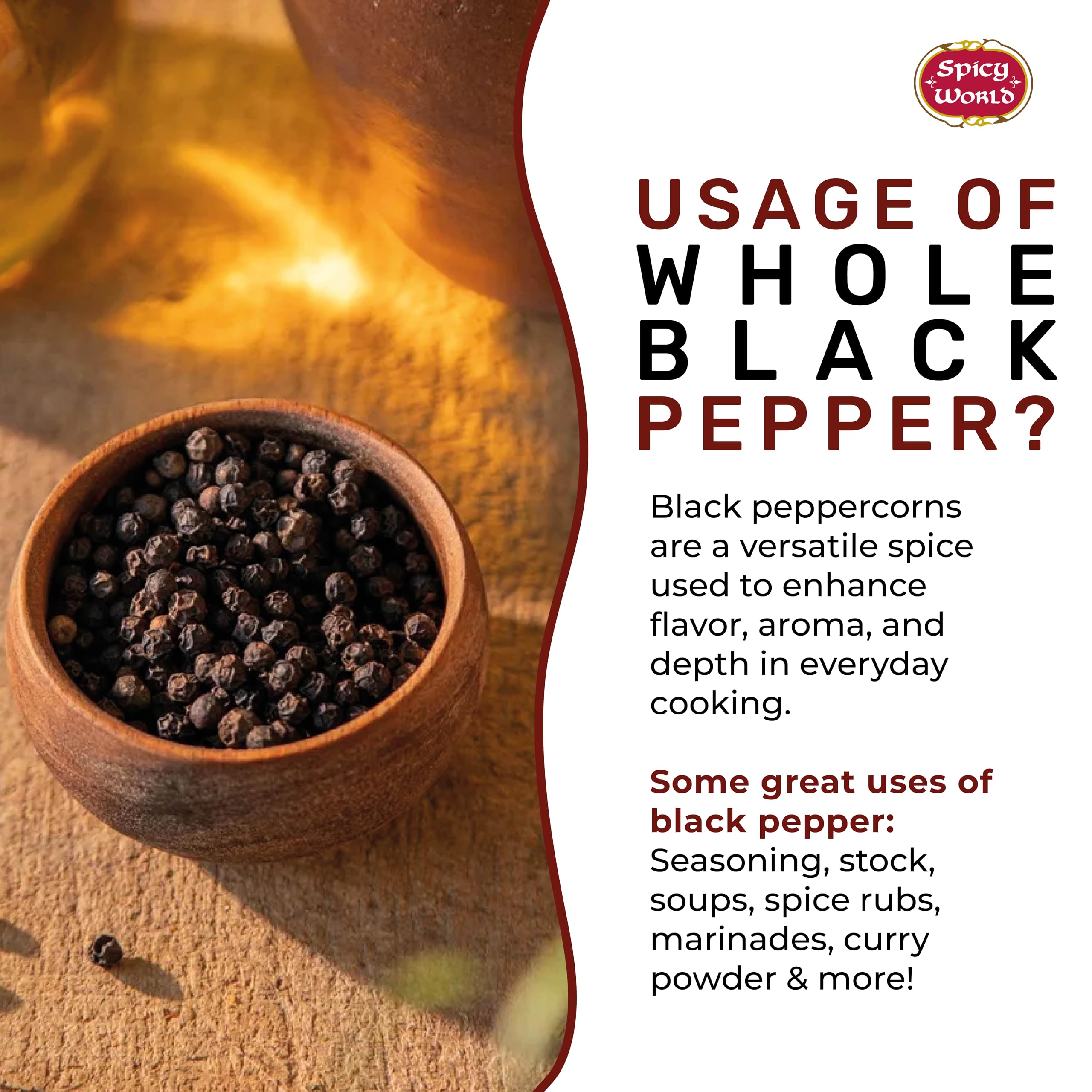Spicy World pepper mill refill ready packaging for easy home grinding.