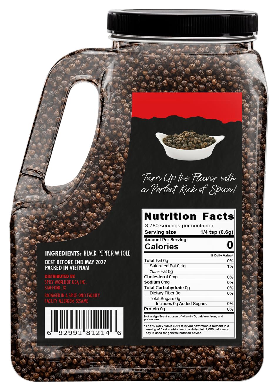 Spicy World peppercorns closeup highlighting texture for bold, high-quality seasoning.