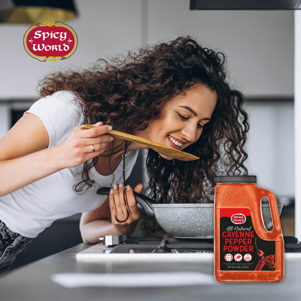 Spicy World cayenne powder may deter pests when used in gardens and kitchens.