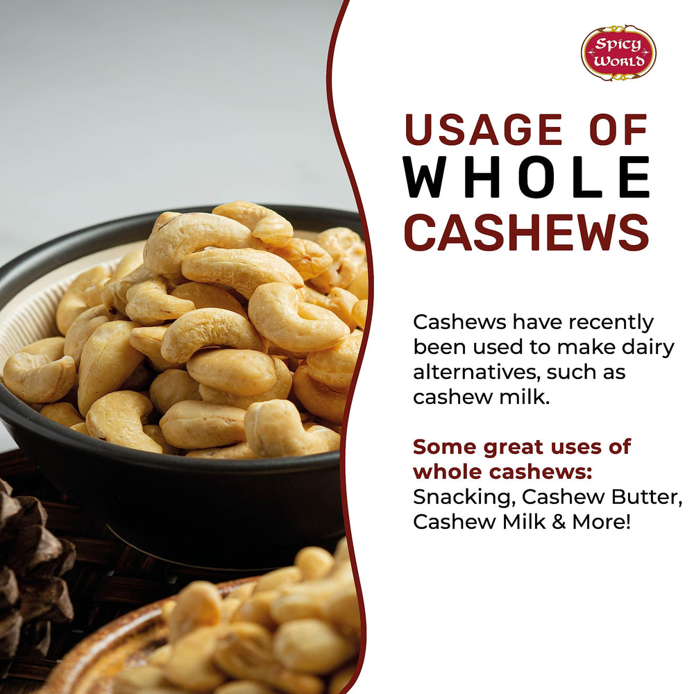 Spicy World raw cashews in baking use for creamy results.