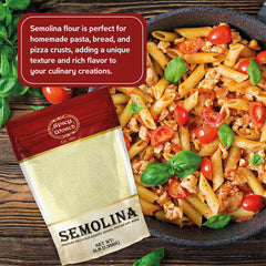 Spicy World semolina flour ideal for pizza crust textures.