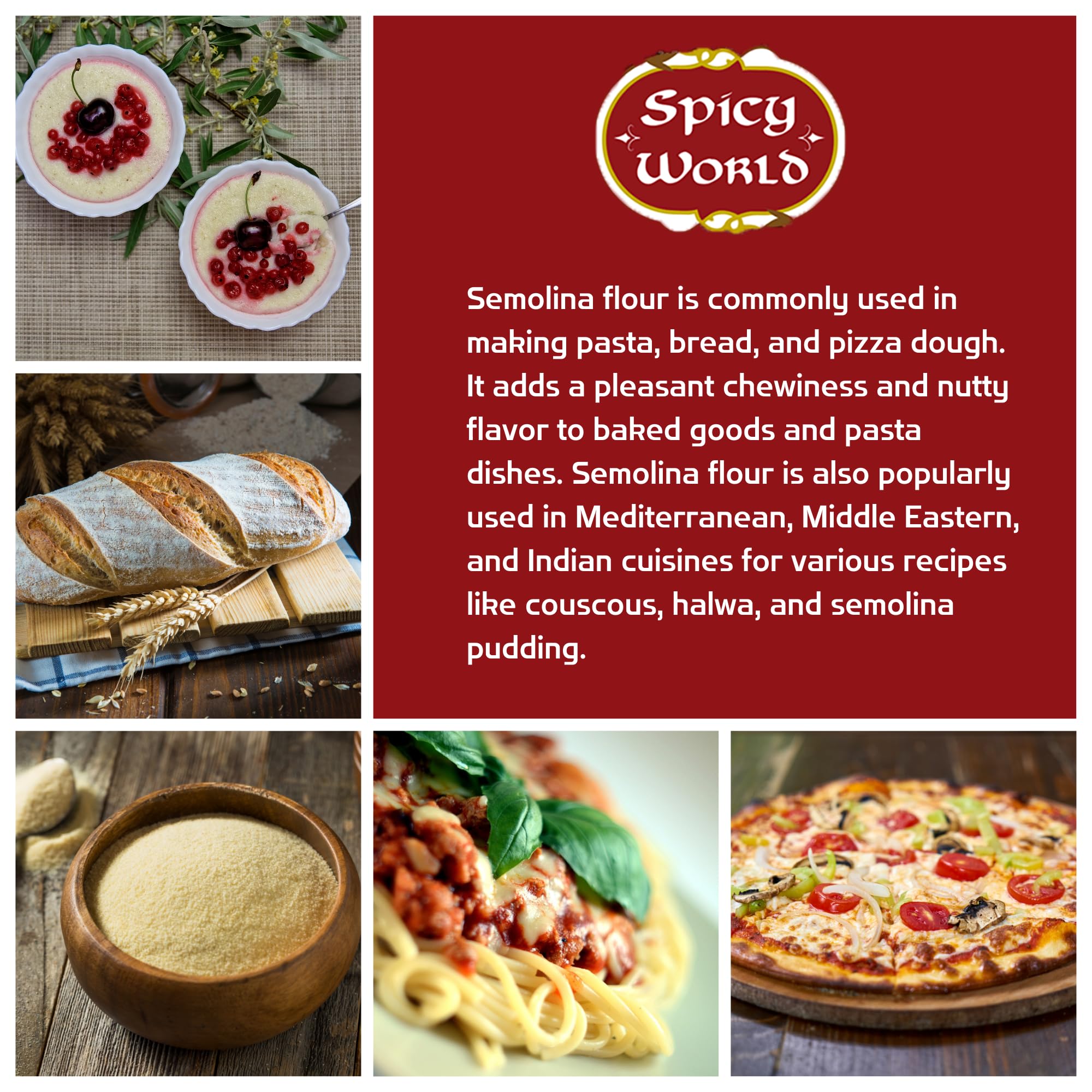 Spicy World semolina flour helping pizza slide off the peel.