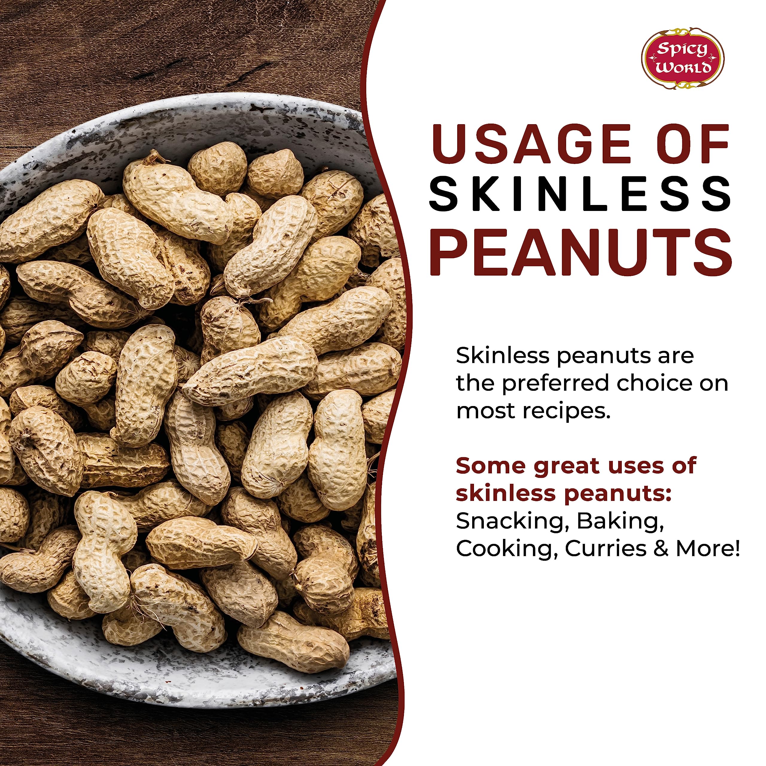 Spicy World skinless peanuts ground into homemade peanut butter at home.