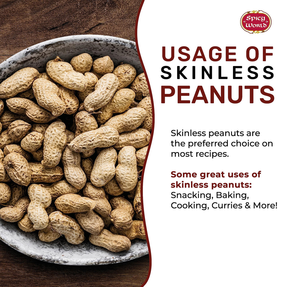 Spicy World skinless peanuts ground into homemade peanut butter at home.