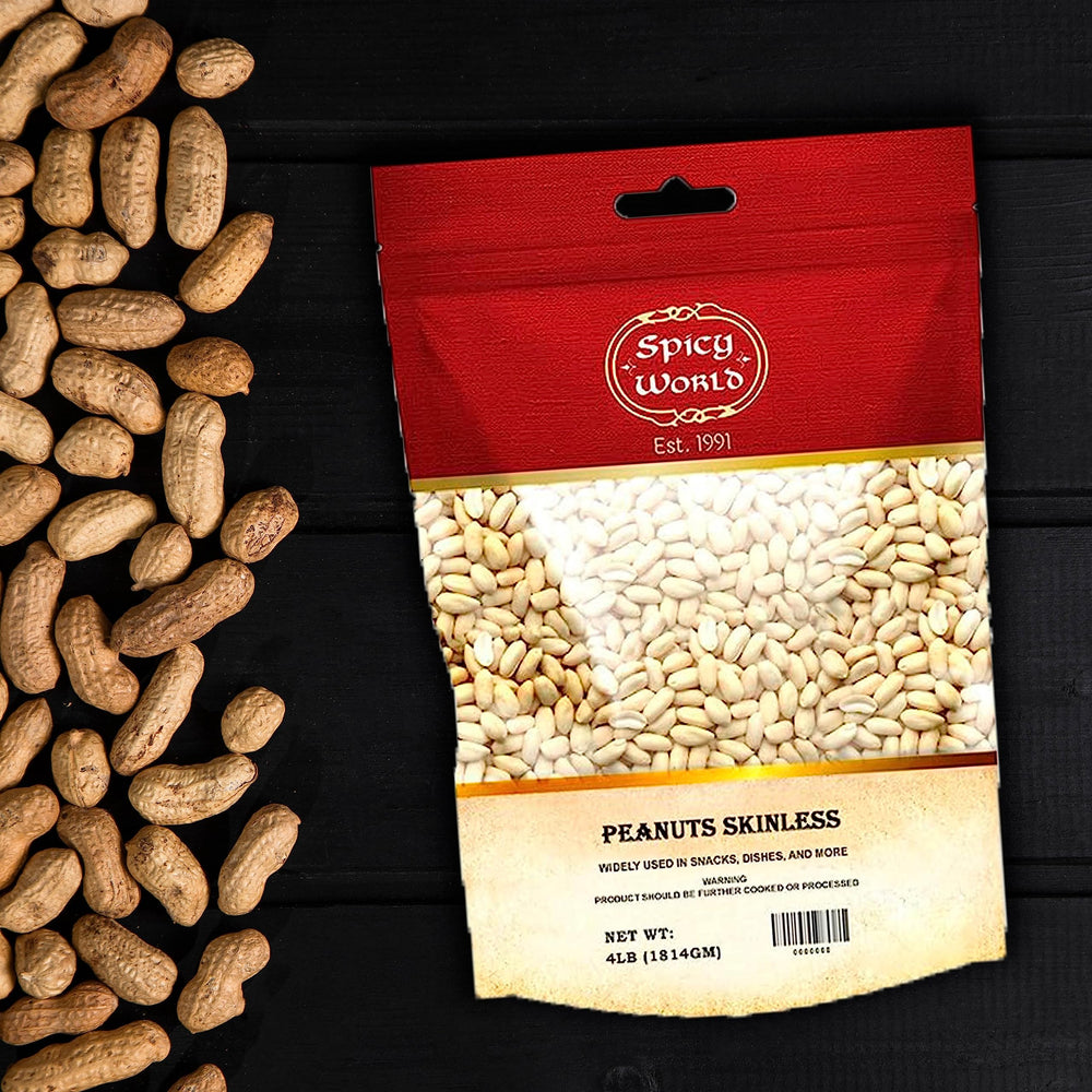 Spicy World skinless peanuts as a snack or granola topping.