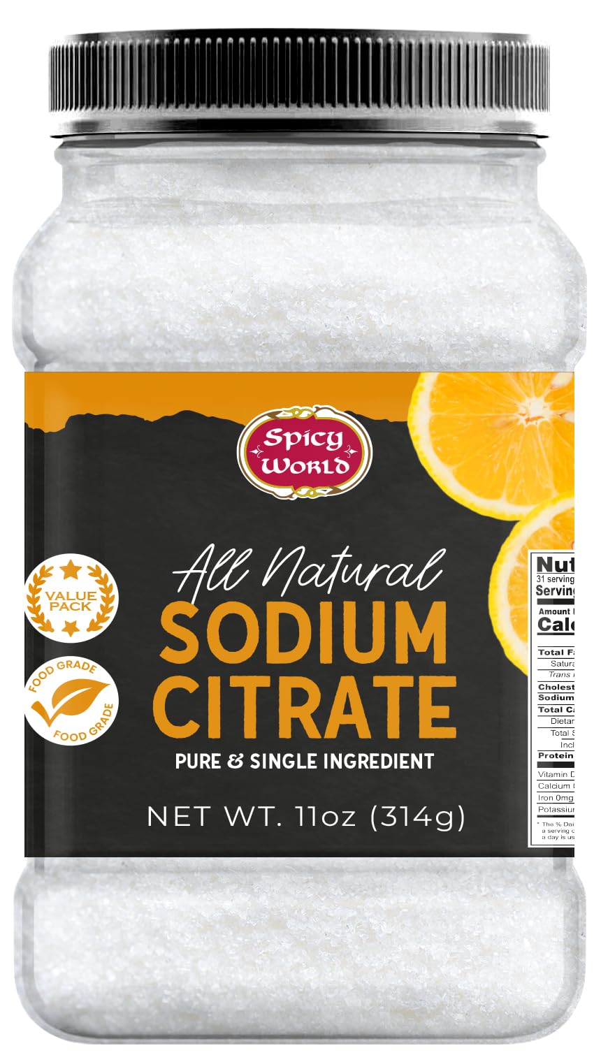 Spicy World sodium citrate jar front view for easy emulsification prep.