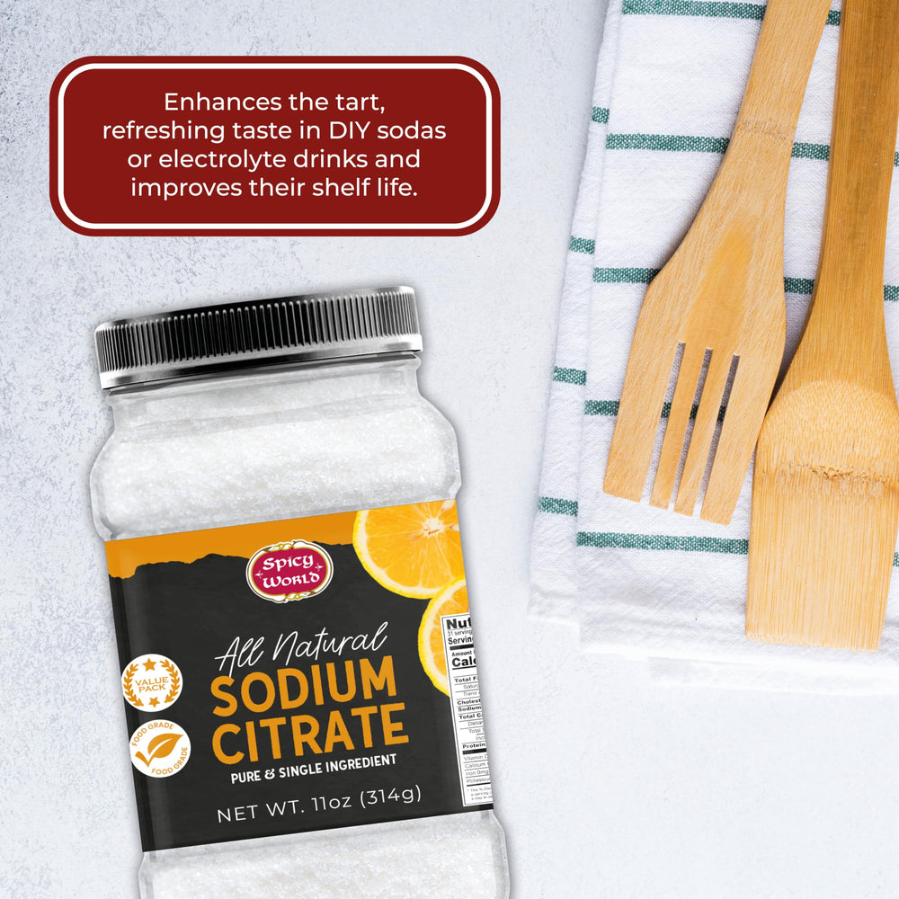 Spicy World sodium citrate non-GMO label underlines pure additive choice.