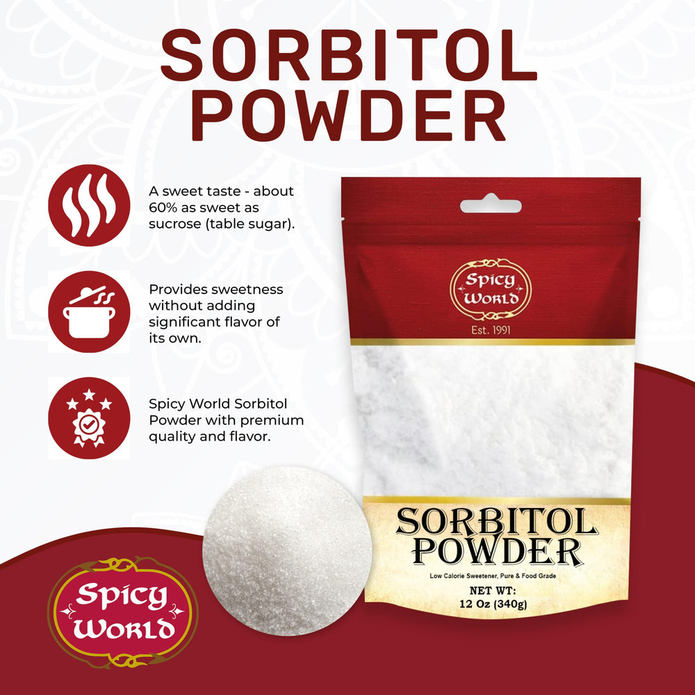 Spicy World Sorbitol powder measuring spoon for precise portions.