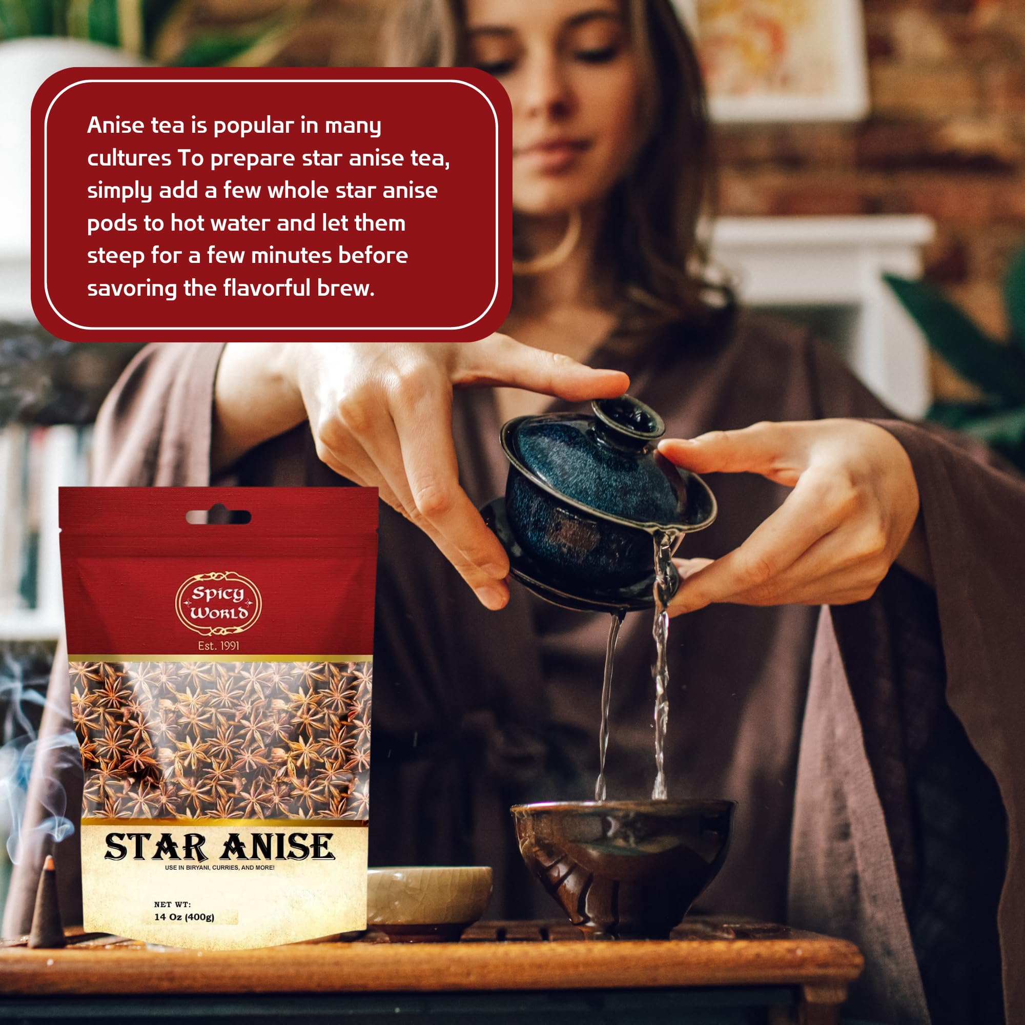 Spicy World star anise ground powder for homemade blends.