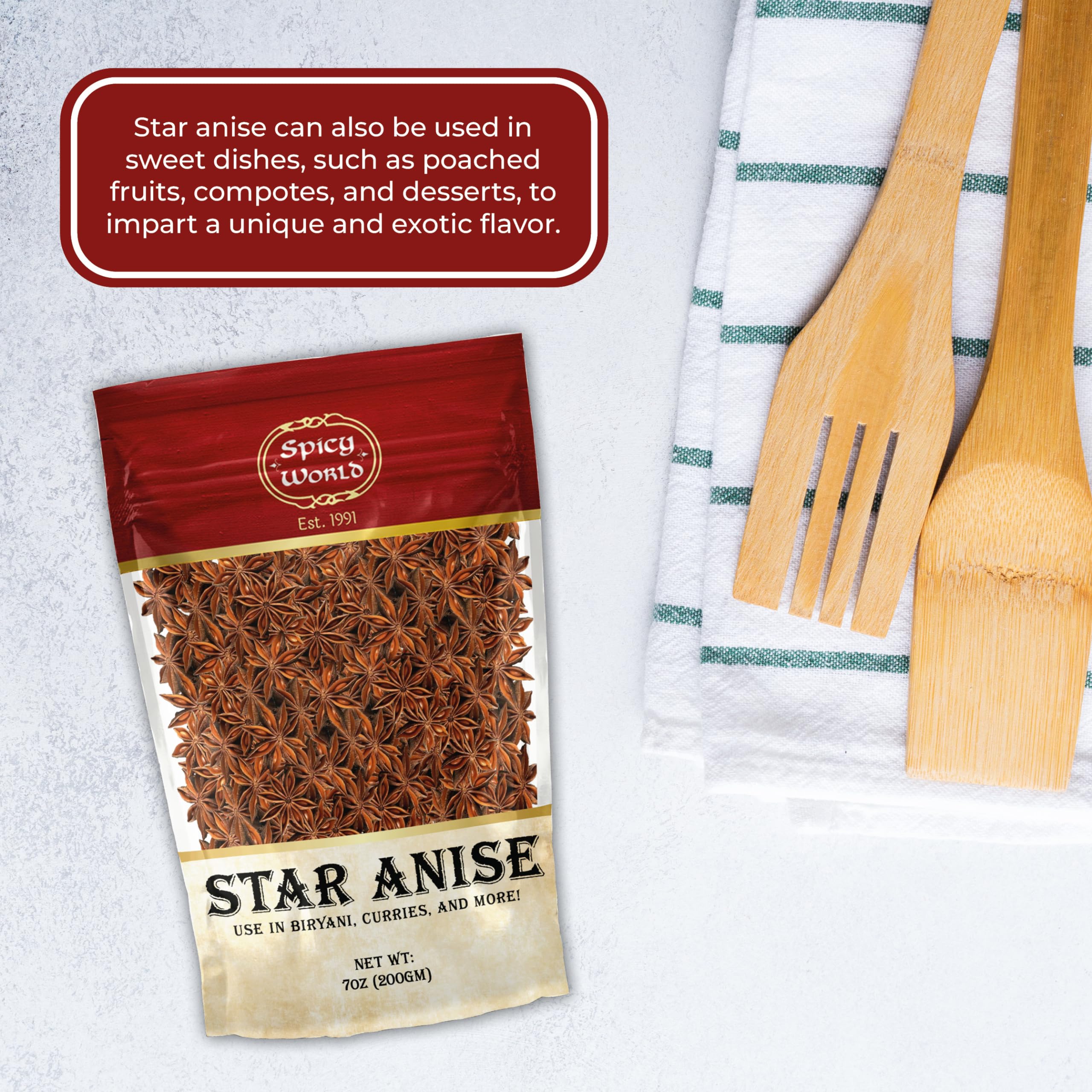 Packaging and storage of Spicy World star anise keeps freshness.