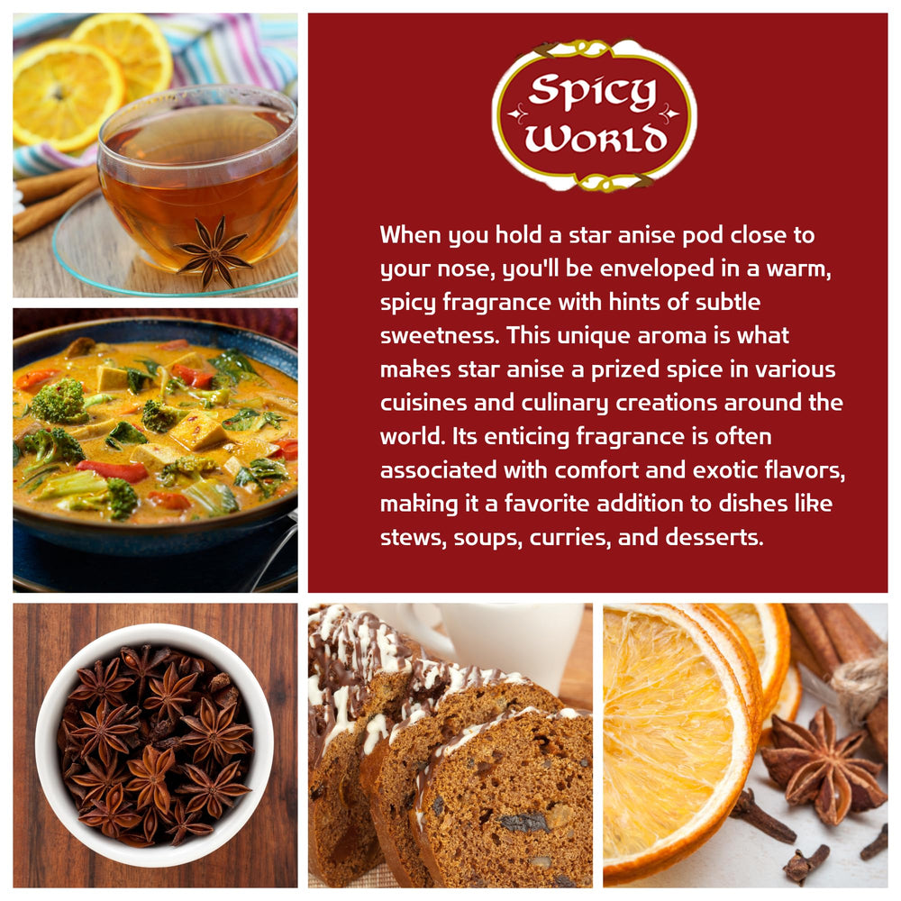 Spicy World star anise enhances stews and curries with warmth.