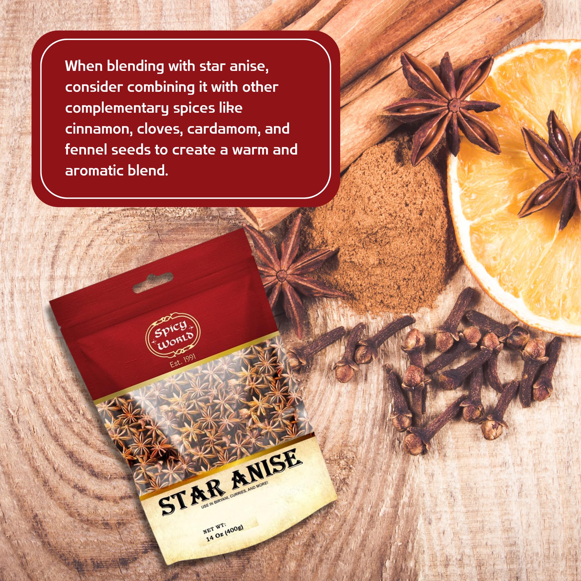 Spicy World star anise tea in a cup with aroma.