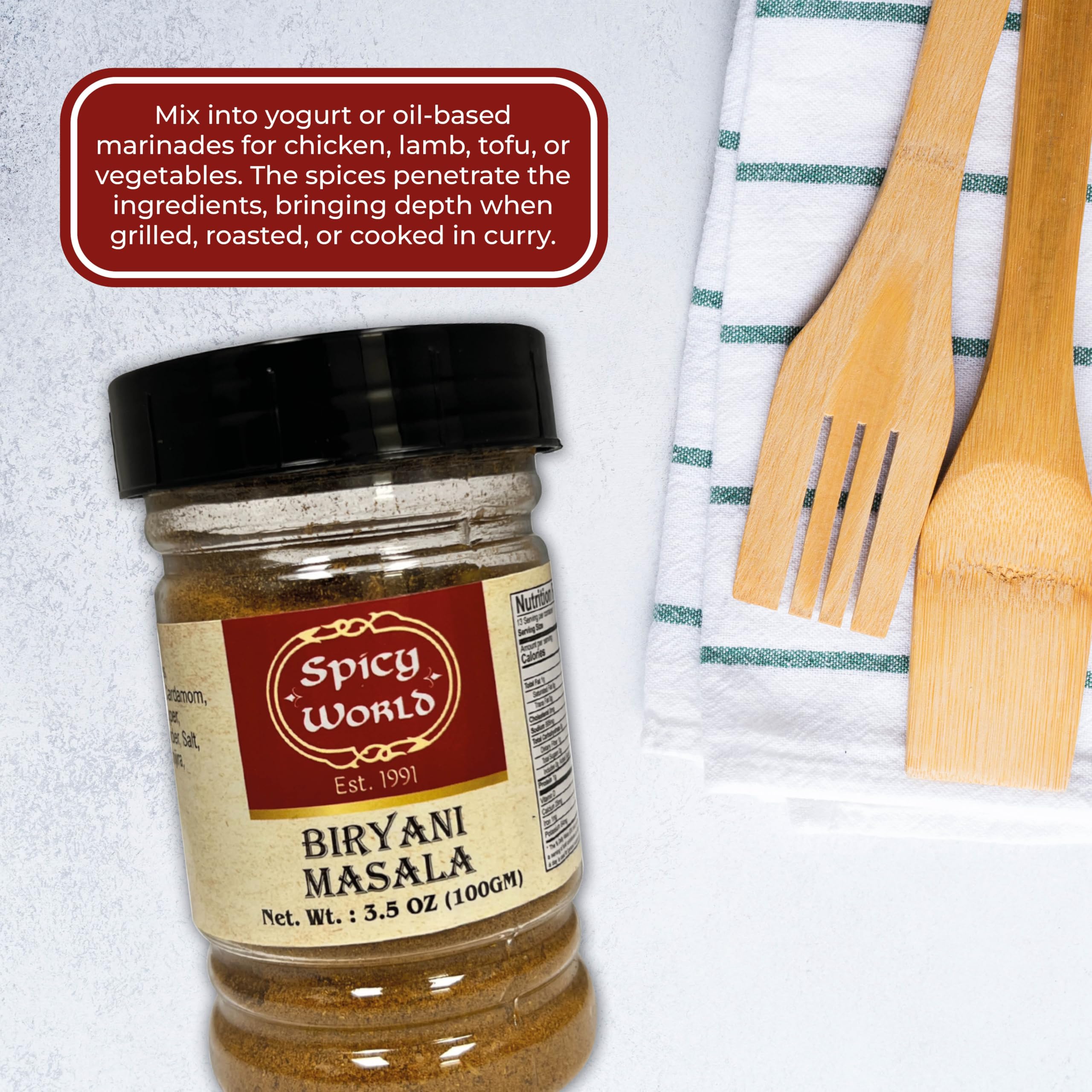 Spicy World stovetop biryani simmer for depth and aroma.