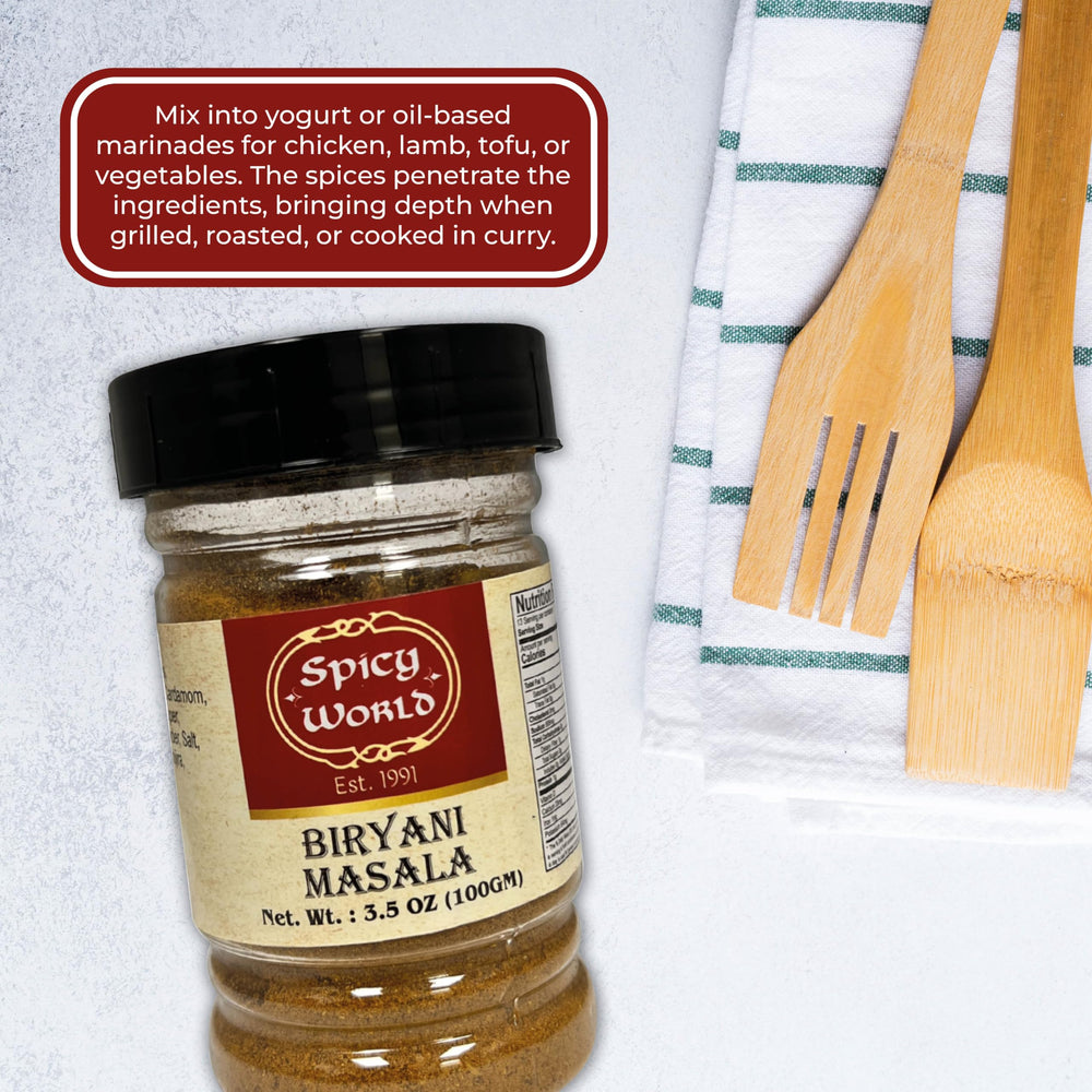Spicy World stovetop biryani simmer for depth and aroma.