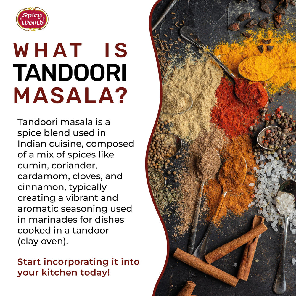 Spicy World Tandoori Masala grill spice dust for smoky kebabs.