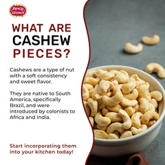 Spicy World unsalted cashews pieces in a bowl ideal for baking and toppings