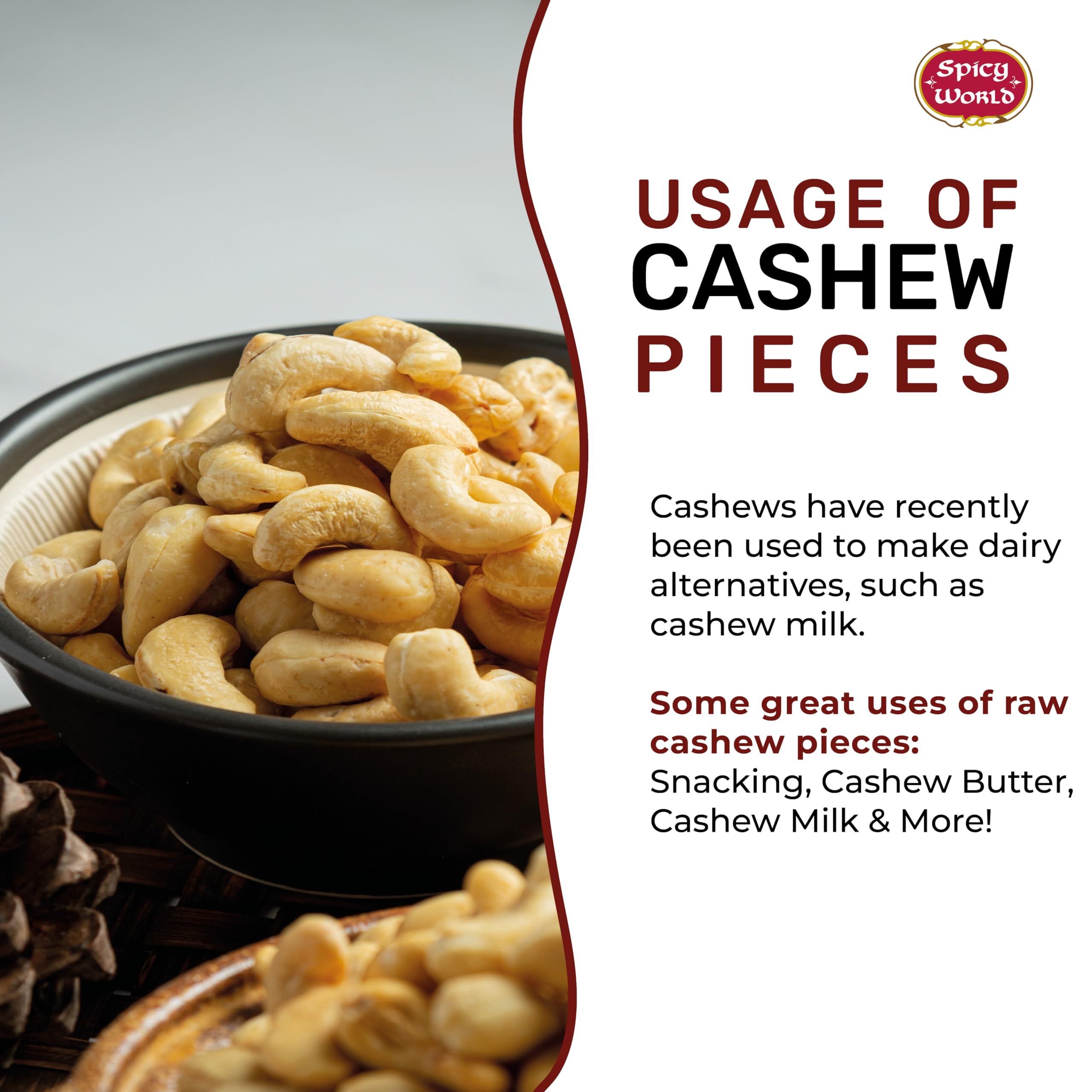 Spicy World vacuum-packed cashews stored in pantry for long-lasting freshness