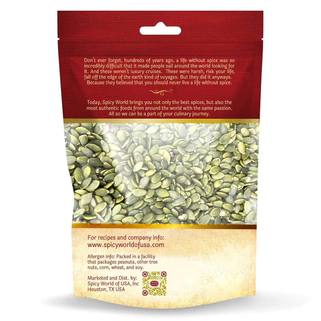 Spicy World vegan pumpkin seeds natural snack option for trail mixes