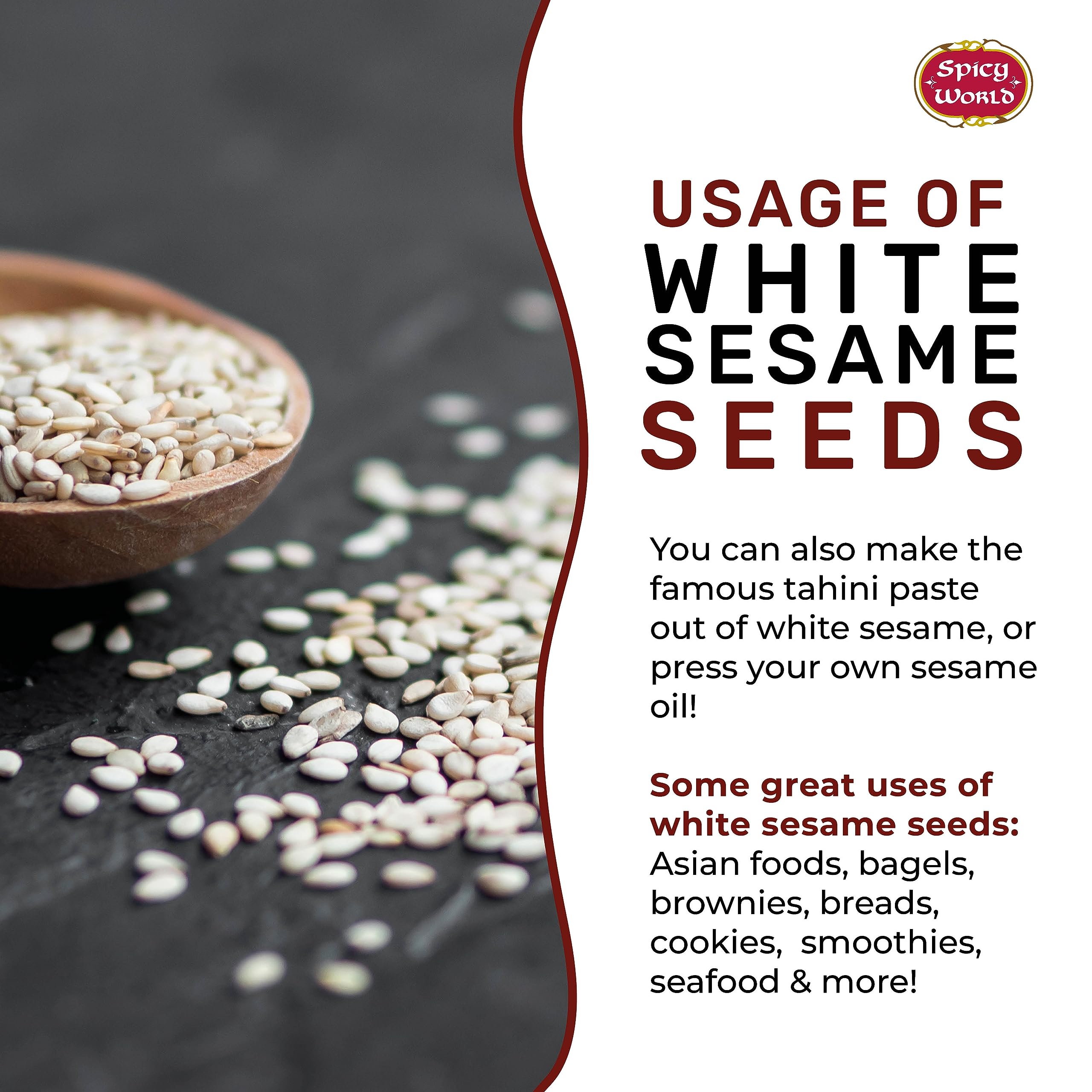 Spicy World white sesame seeds in baked goods like bagels and cookies