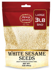 Spicy World white sesame seeds resealable bulk pack for freshness