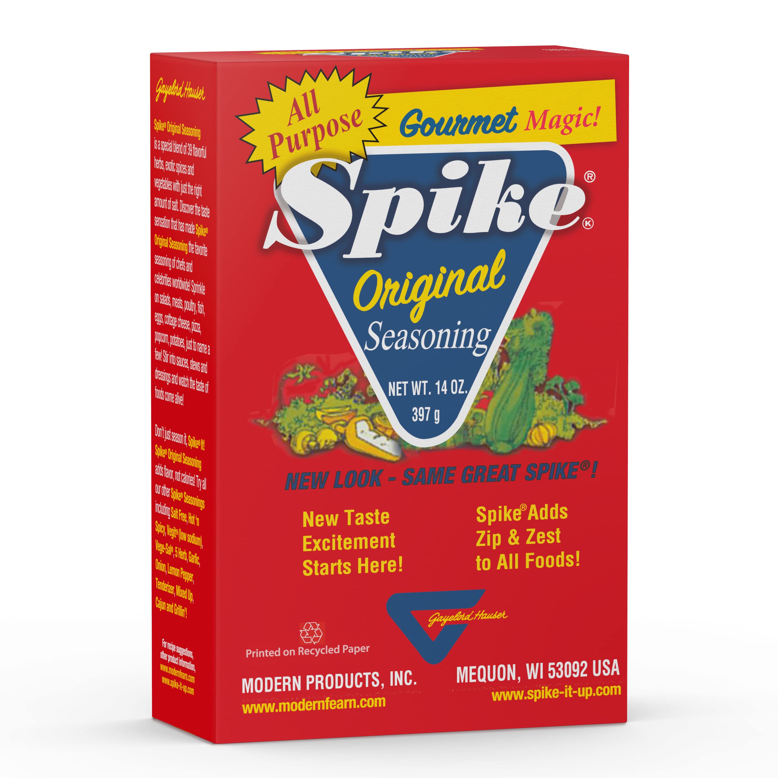 Spike Original All-Purpose Seasoning Salt poured over grilled fish for a brighter flavor.
