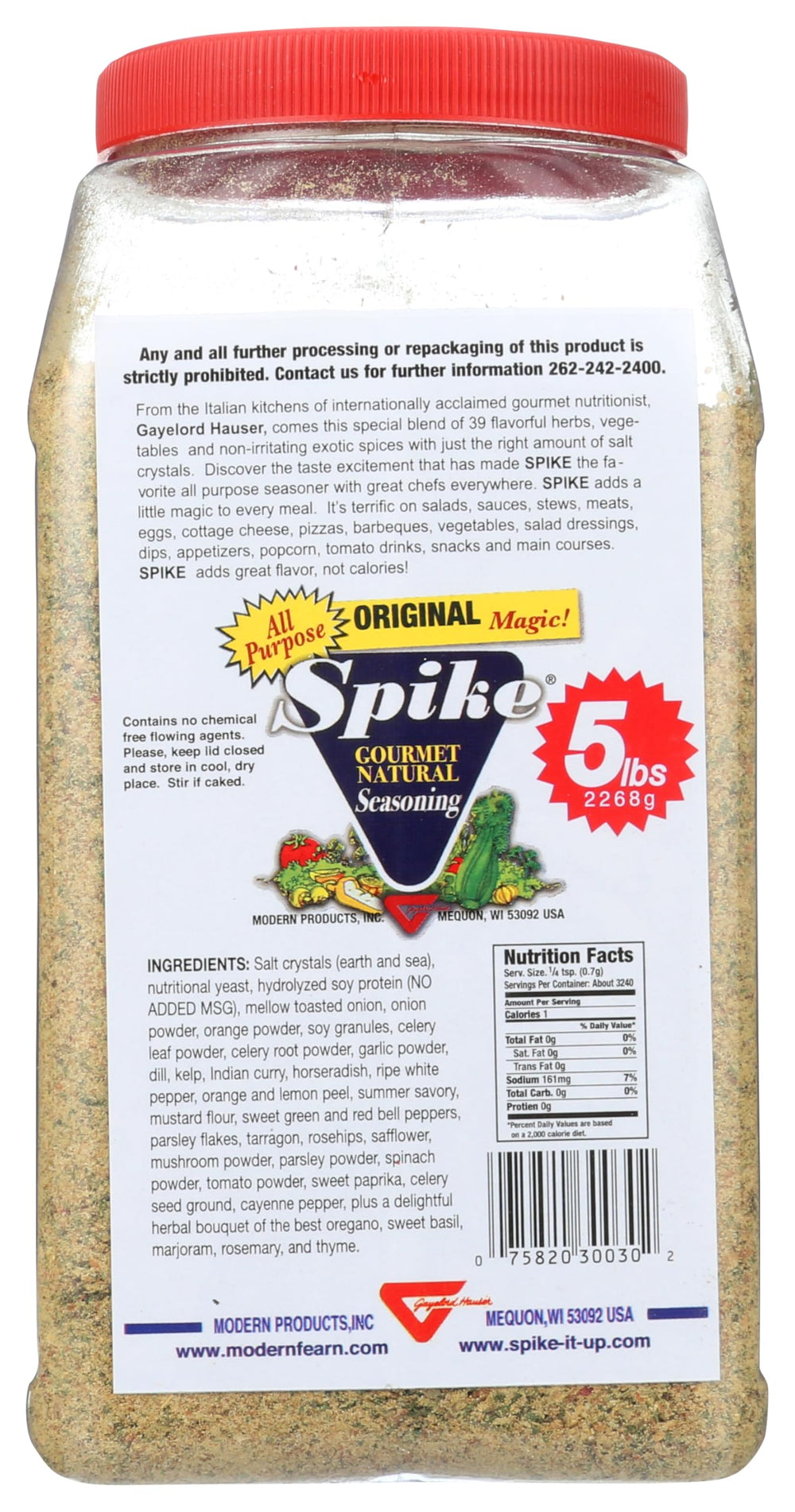 Spike Original Seasoning 5lb bulk packaging for restaurant-grade bulk spice