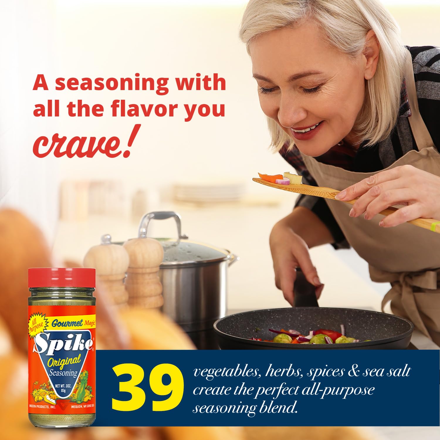 Spike Original Seasoning on vegetables enhances weeknight meals with depth.