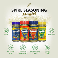 Spike Salt Free Magic seasoning on popcorn delivers a savory, guilt-free snack.