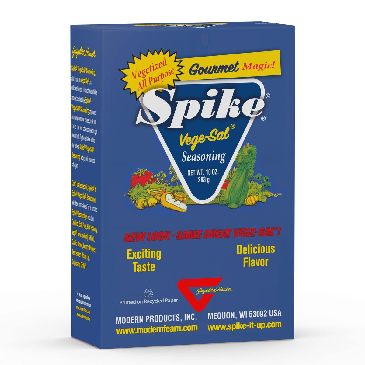 Spike Vege-Sal Original 10oz bottle front view, ideal all-purpose seasoning for vegetables.