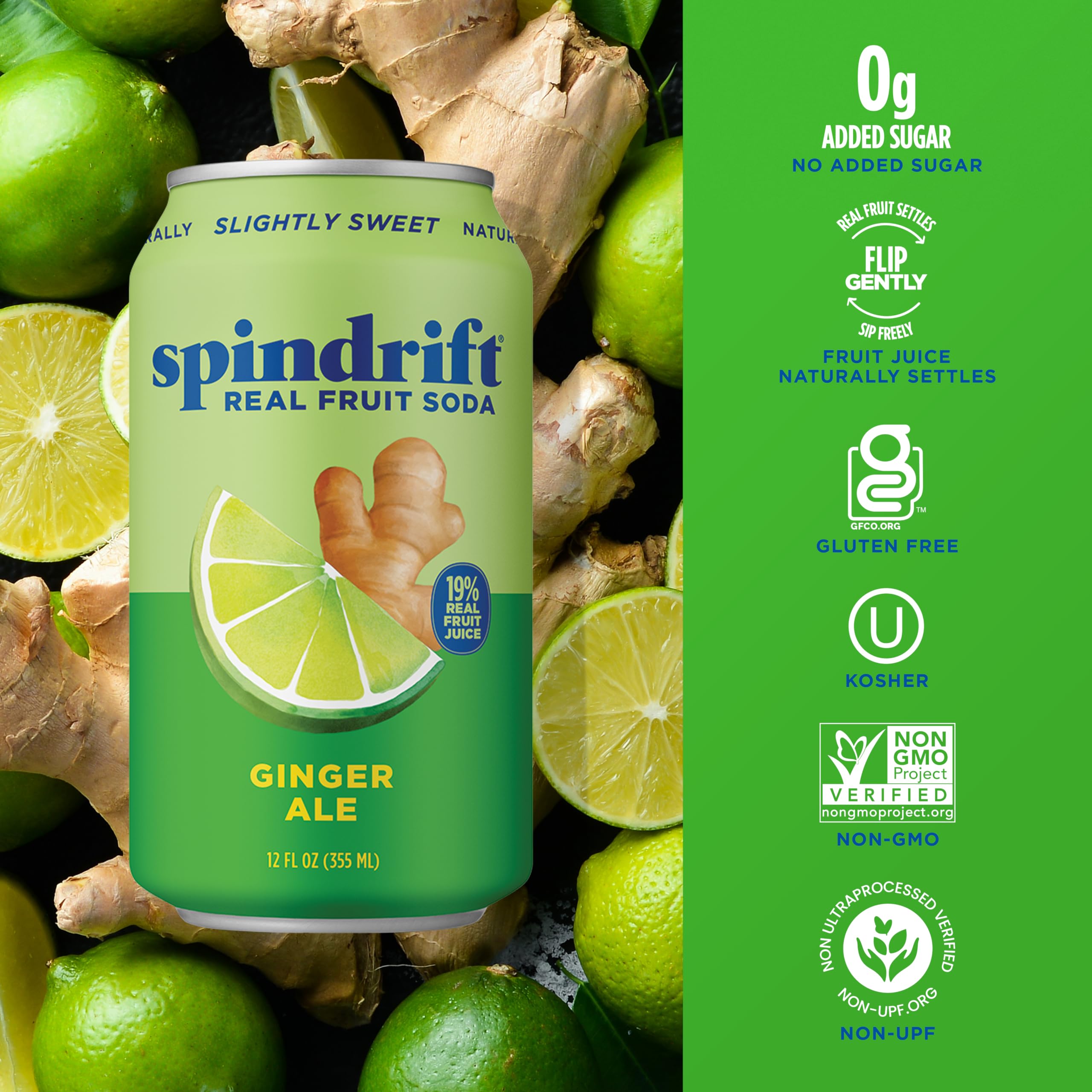Spindrift Ginger Ale clean ingredients with no artificial flavors