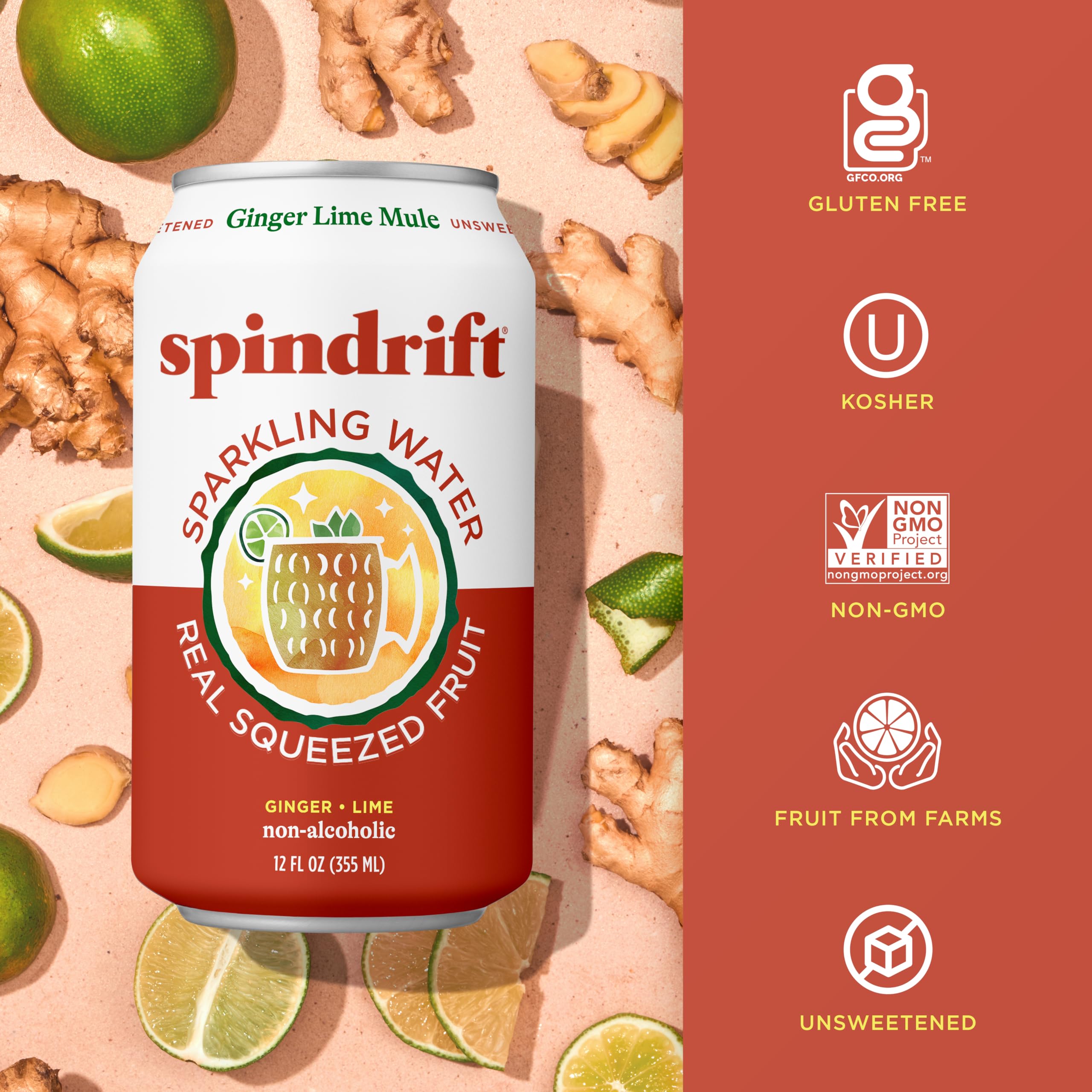 Spindrift Ginger Lime Mule bubbles in a glass, ready to sip.