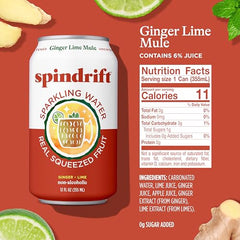Spindrift Ginger Lime Mule poured over ice for crisp flavor.