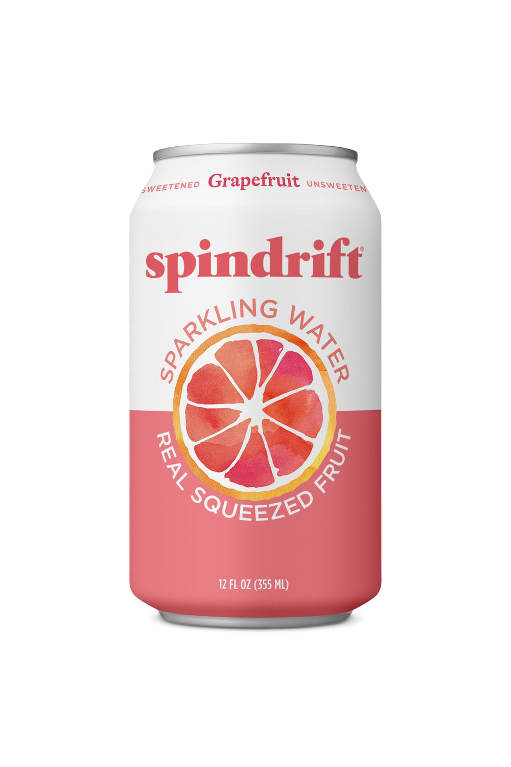 Spindrift Grapefruit bottle close-up showing real fruit juice flavor