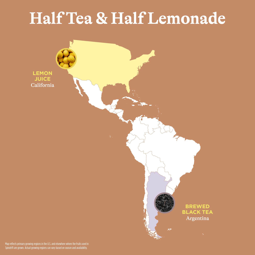 Spindrift Half Tea & Half Lemon being poured, sparkling flavor.