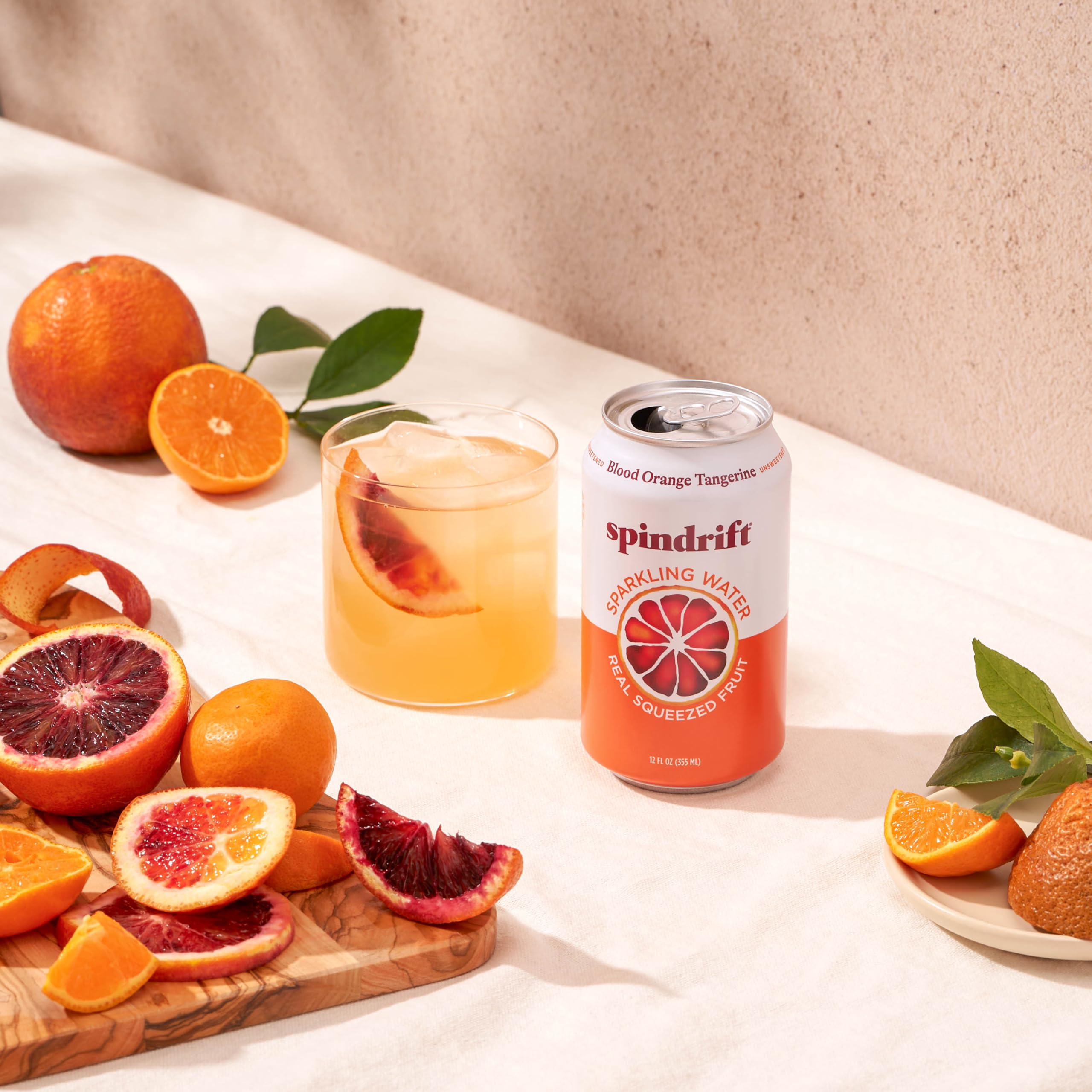 Spindrift can label showcasing real fruit ingredients and certifications.