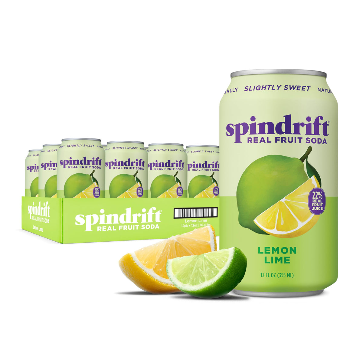 Spindrift Lemon Lime bottle close-up highlighting real fruit flavor and brightness.