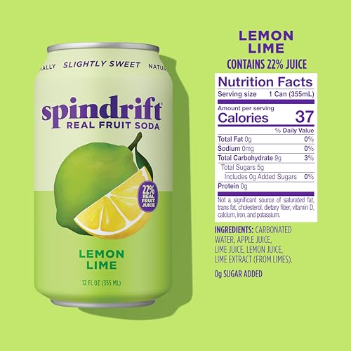 Spindrift Lemon Lime soda pours into a glass showing natural juice and crisp finish.