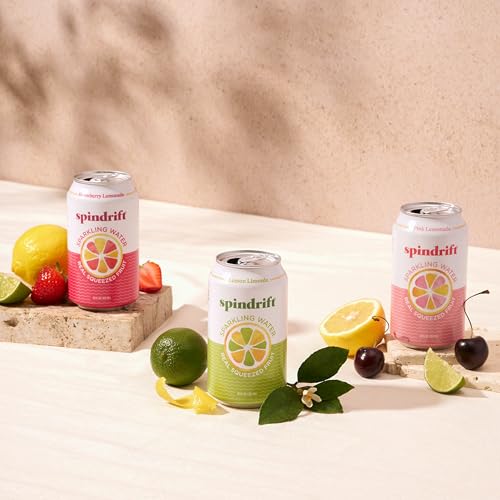 Spindrift Lemonade 3 Flavor Variety 20 Pack glass serve, poured and refreshing