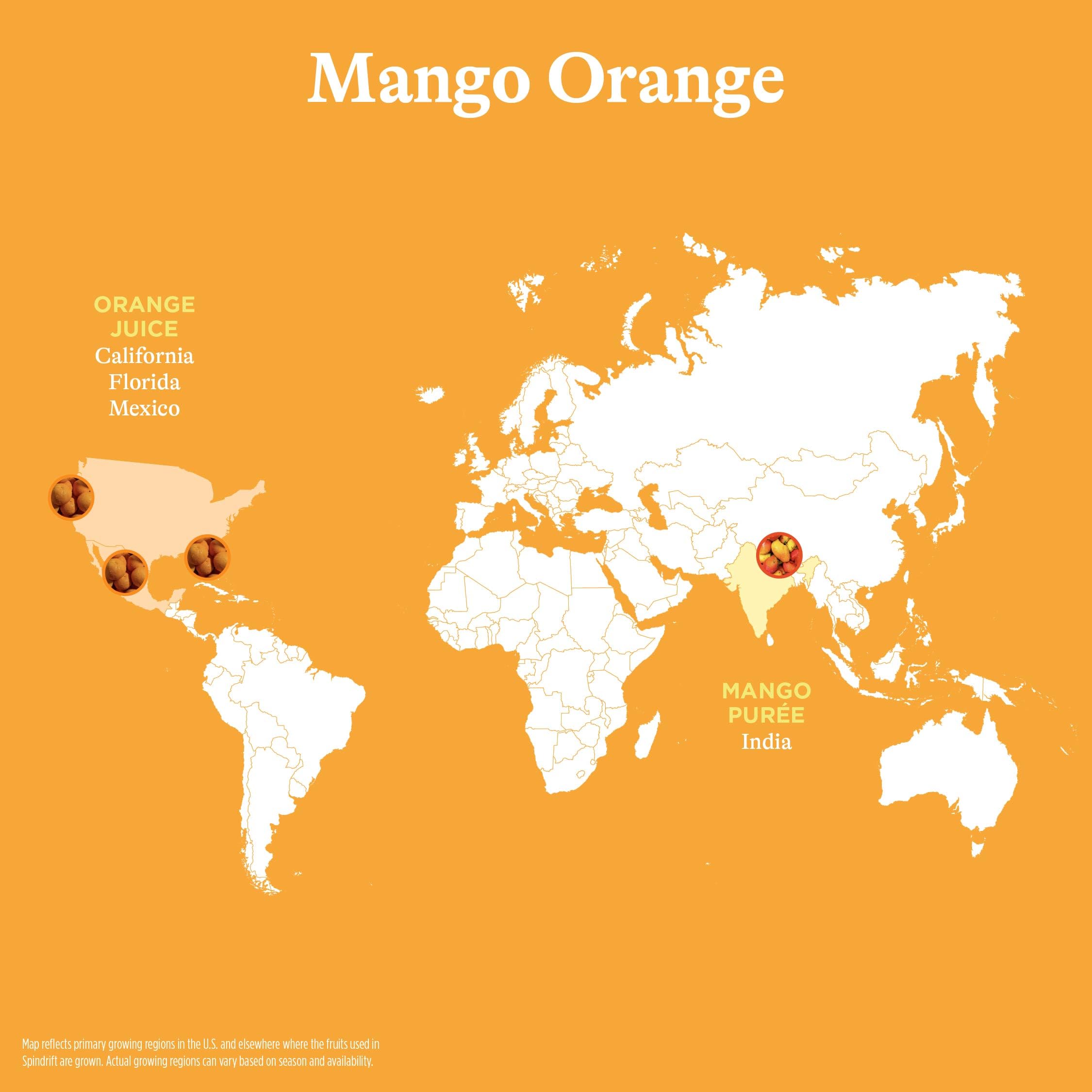 Spindrift Mango Orange sparkling can in hand ready for a bright break.